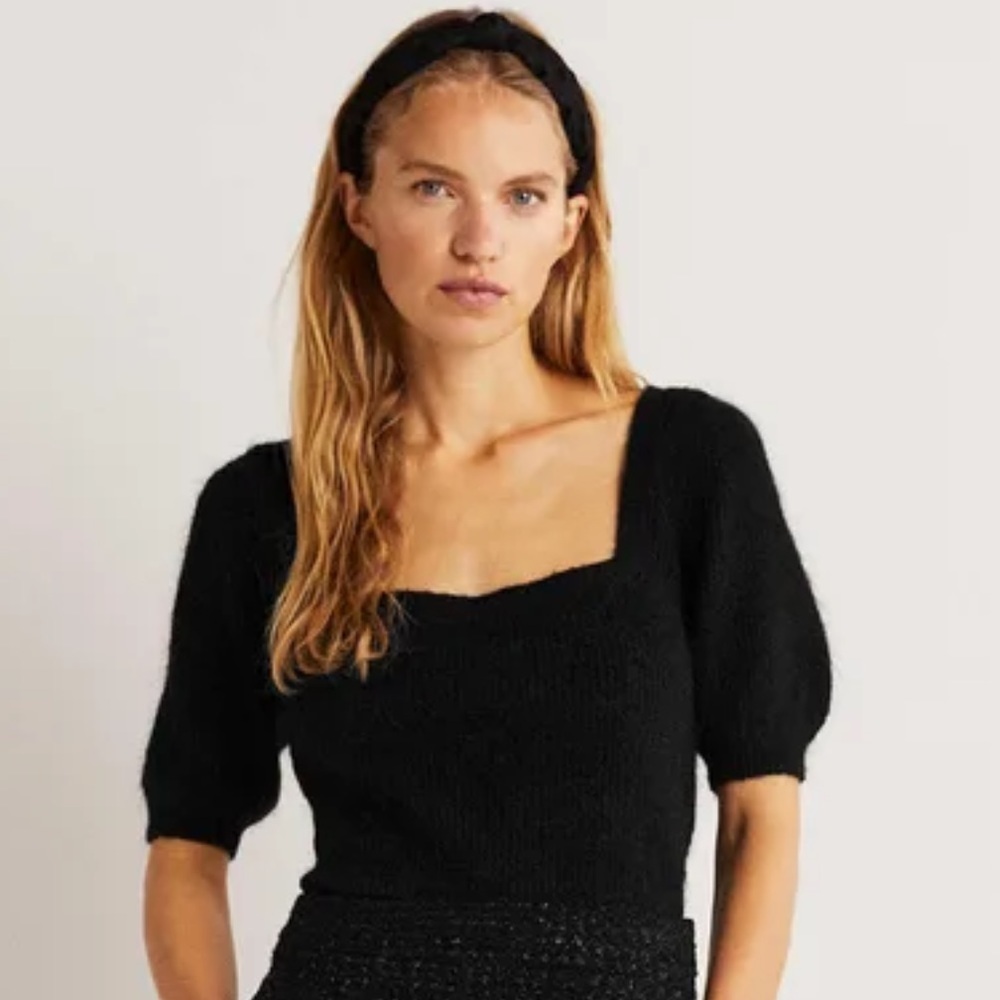 Boden Women's Black Square Neck Sweater